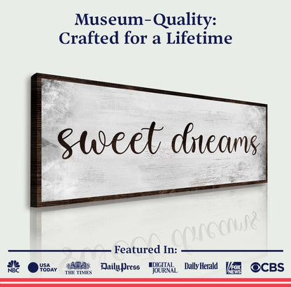 Sweet Dreams Bedroom Grunge Sign canvas with dark wood frame Tailored Canvases on Tampa Home & Garden Store