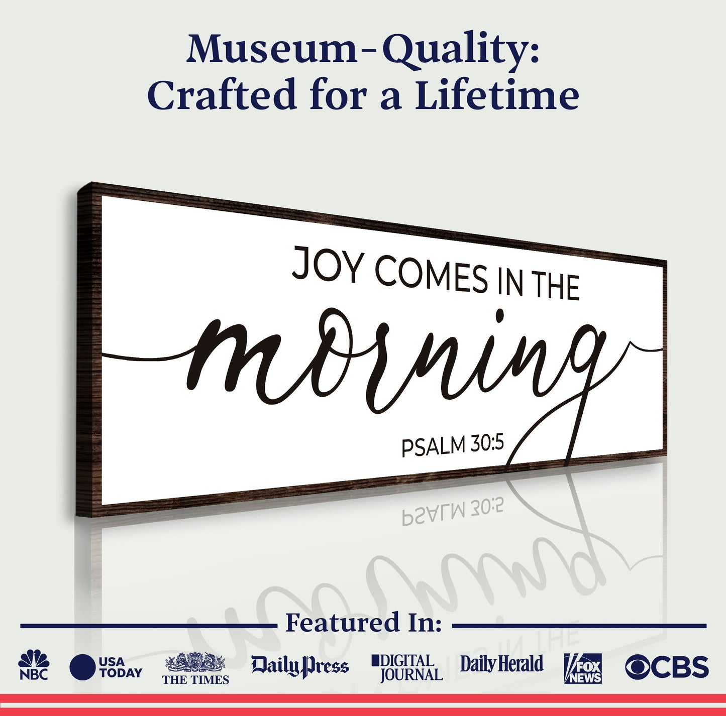 Joy Comes In The Morning Faith Sign III canvas by Tailored Canvases; black script on white on Tampa Home & Garden Store