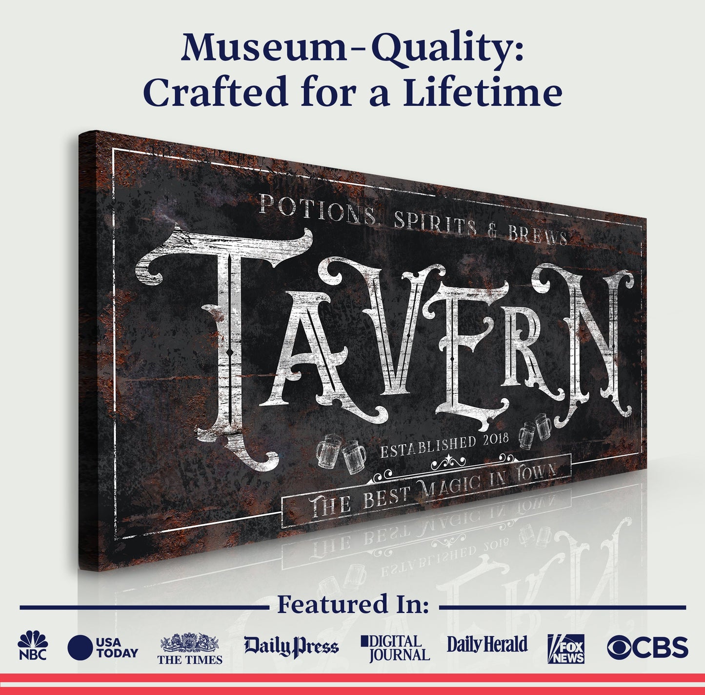 Potions, Spirits & Brews Tavern Halloween Sign II canvas by Tailored Canvases; rustic black text on Tampa Home & Garden Store