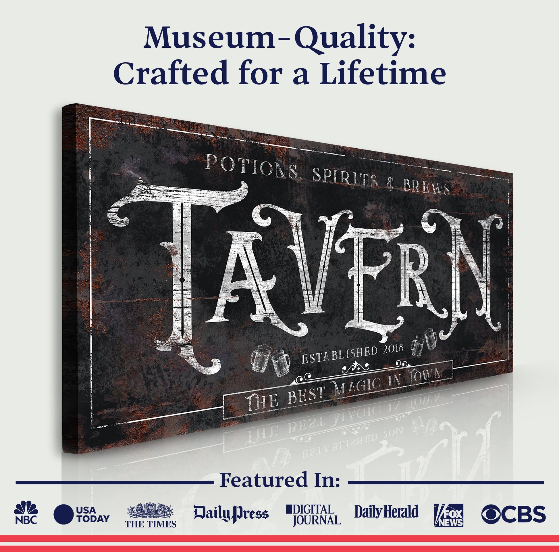 Potions, Spirits & Brews Tavern Halloween Sign II canvas by Tailored Canvases; rustic black text on Tampa Home & Garden Store
