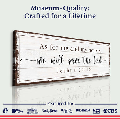 Canvas sign Joshua 24:15 We Will Serve the Lord, vintage wood framed design by Tailored Canvases on Tampa Home & Garden Store
