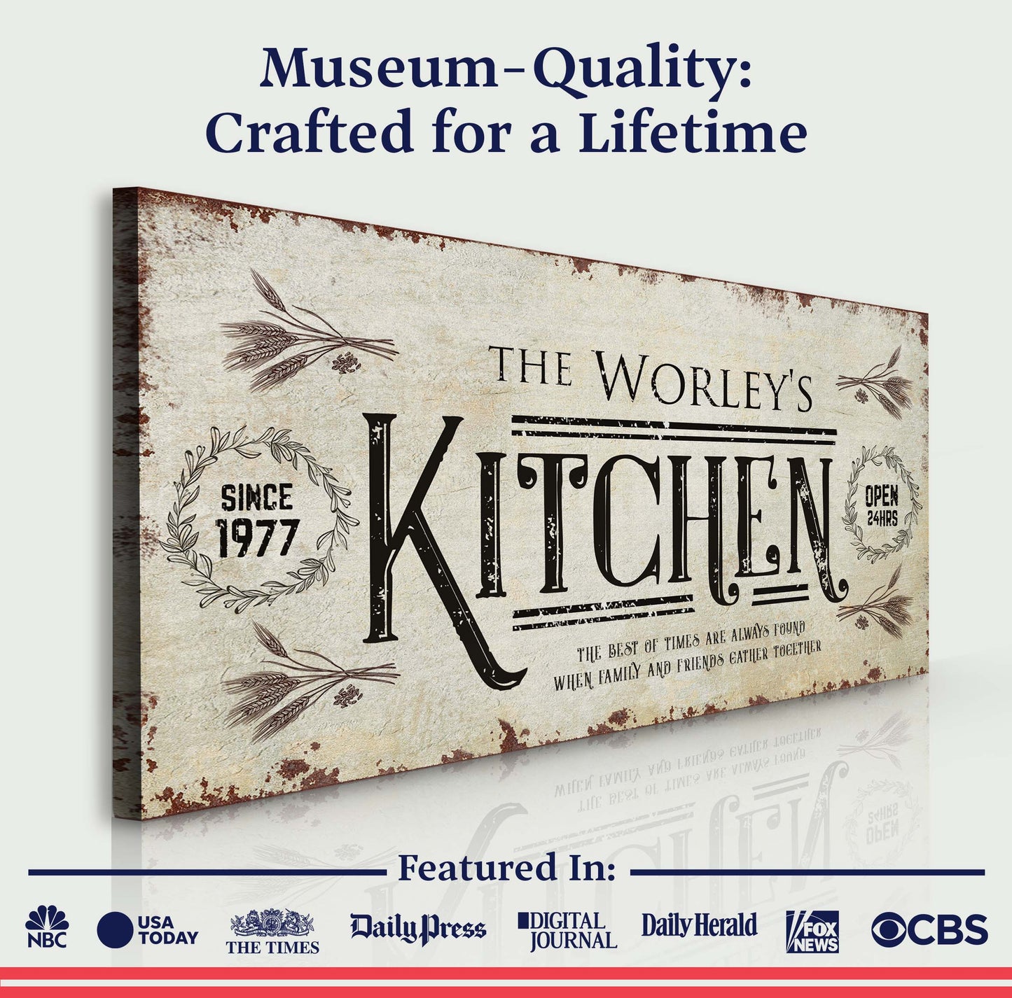 Kitchen Sign II canvas crafting print with vintage parchment look by Tailored Canvases on Tampa Home & Garden Store