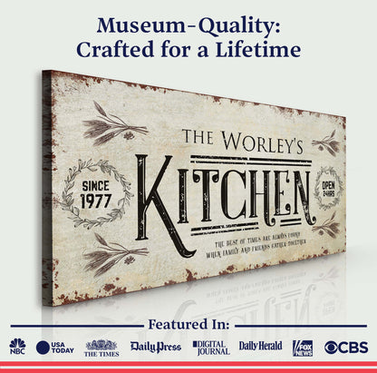 Kitchen Sign II canvas crafting print with vintage parchment look by Tailored Canvases on Tampa Home & Garden Store
