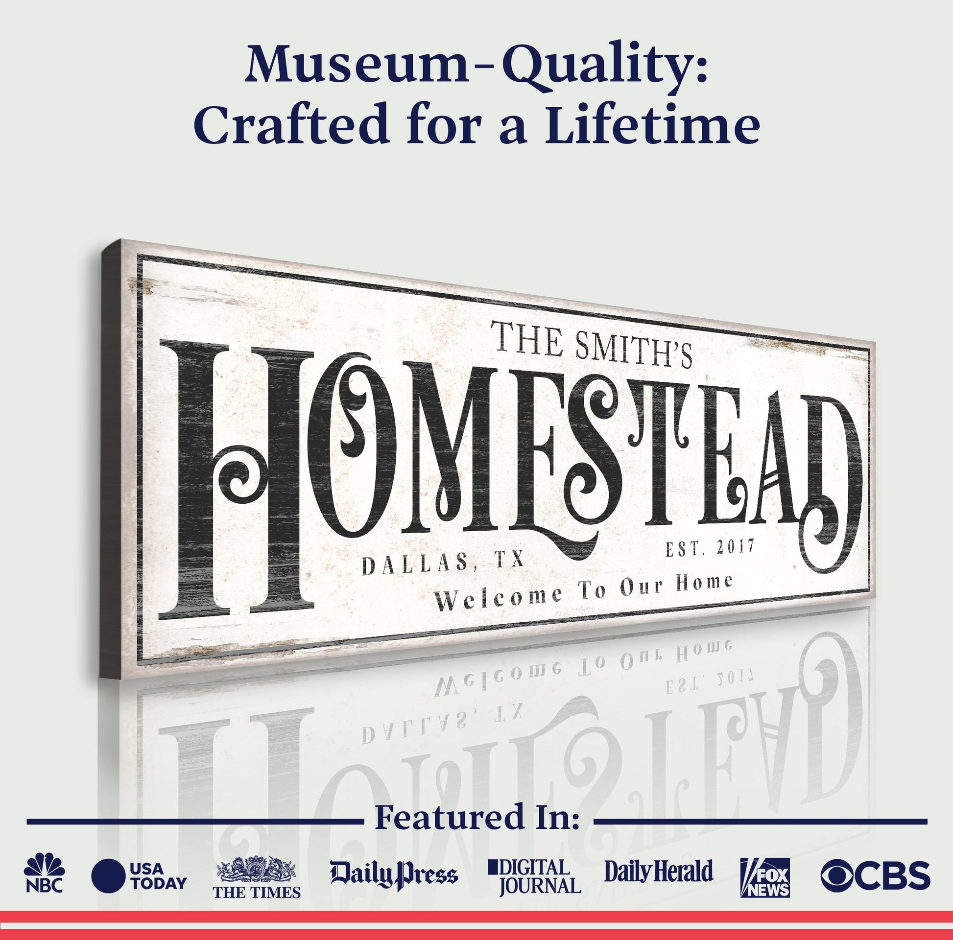 Vintage Homestead Sign canvas crafting art with distressed typography HOMESTEAD on Tampa Home & Garden Store