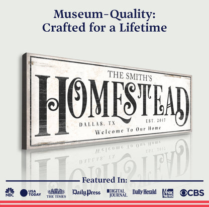 Vintage Homestead Sign canvas crafting art with distressed typography HOMESTEAD on Tampa Home & Garden Store