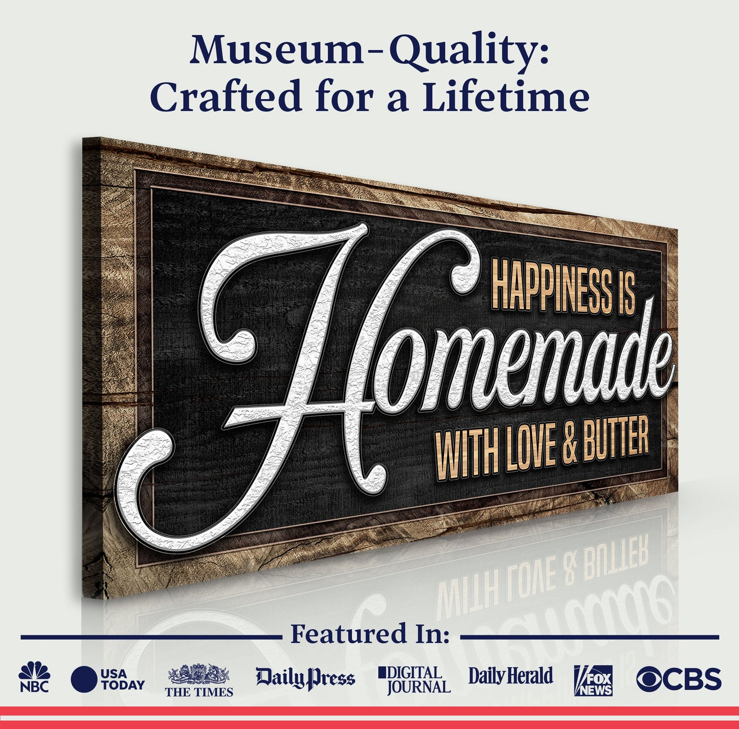 Happiness Is Homemade With Love And Butter Sign II canvas by Tailored Canvases crafting canvas on Tampa Home & Garden Store
