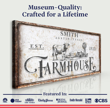 Canvas Rustic Farmhouse Sign II by Tailored Canvases; distressed print with rustic frame on Tampa Home & Garden Store