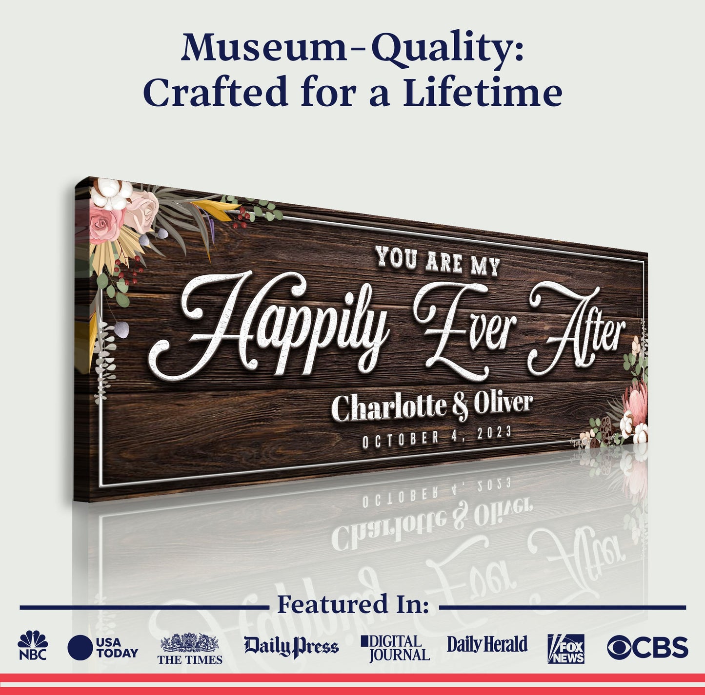 Personalized Happily Ever After Couple Sign canvas Tailored Canvases on Tampa Home & Garden Store