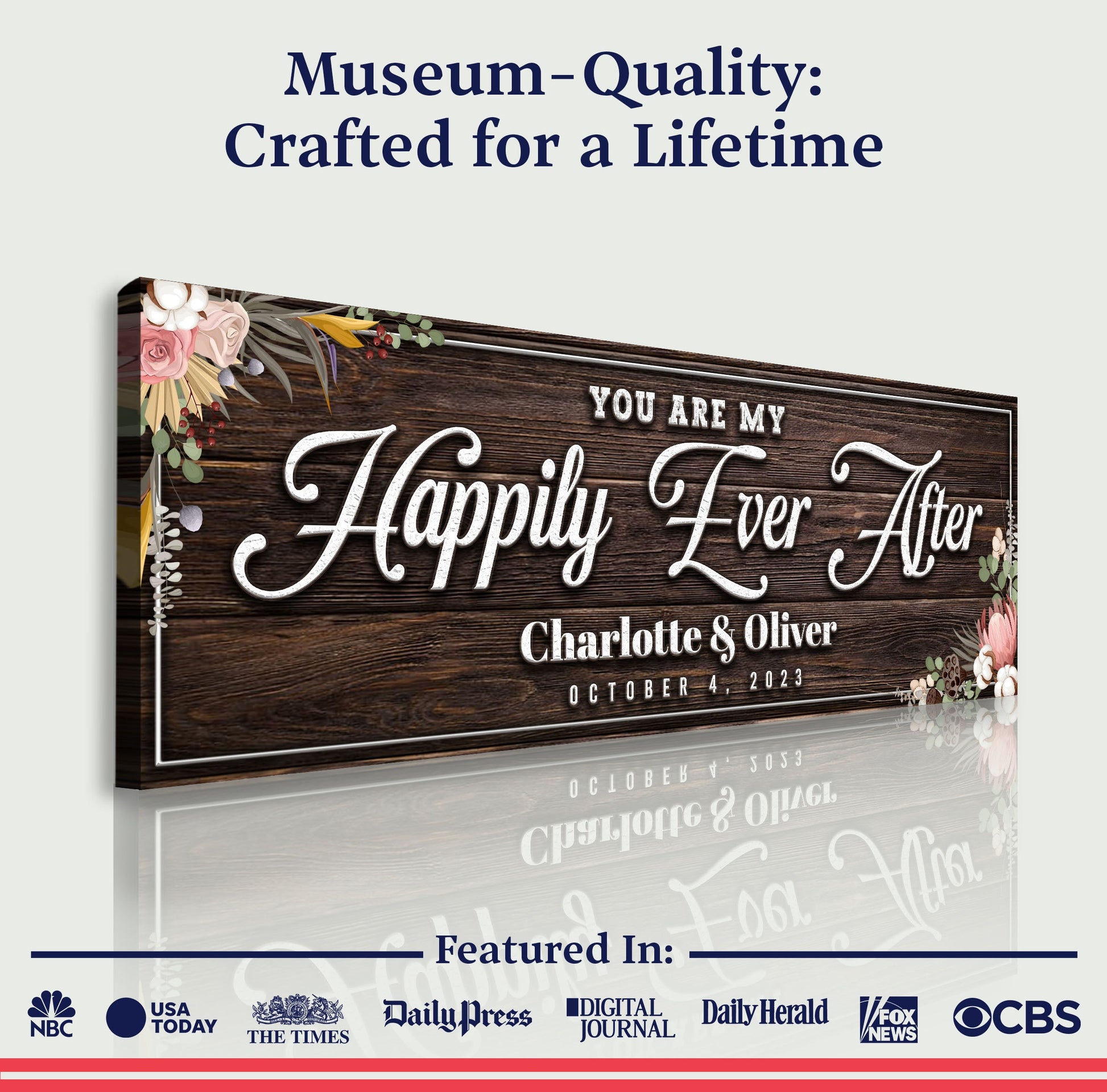 Personalized Happily Ever After Couple Sign canvas Tailored Canvases on Tampa Home & Garden Store