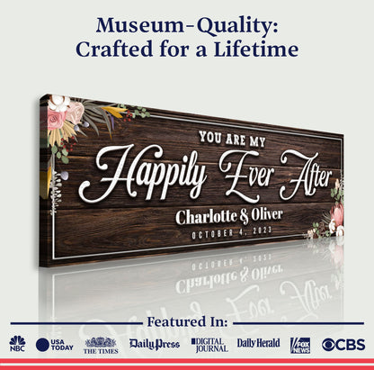 Personalized Happily Ever After Couple Sign canvas Tailored Canvases on Tampa Home & Garden Store