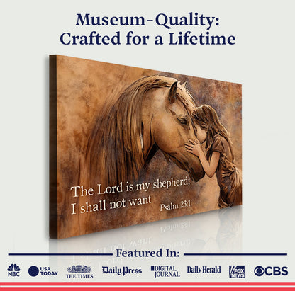 Tailored Canvases canvas print The Lord is my shepherd; I shall not want Psalm 23:1 horse on Tampa Home & Garden Store