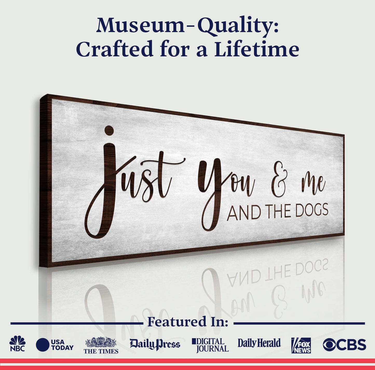 You, Me, And The Dogs Sign III canvas with cursive text and dark wood frame Tampa on Tampa Home & Garden Store