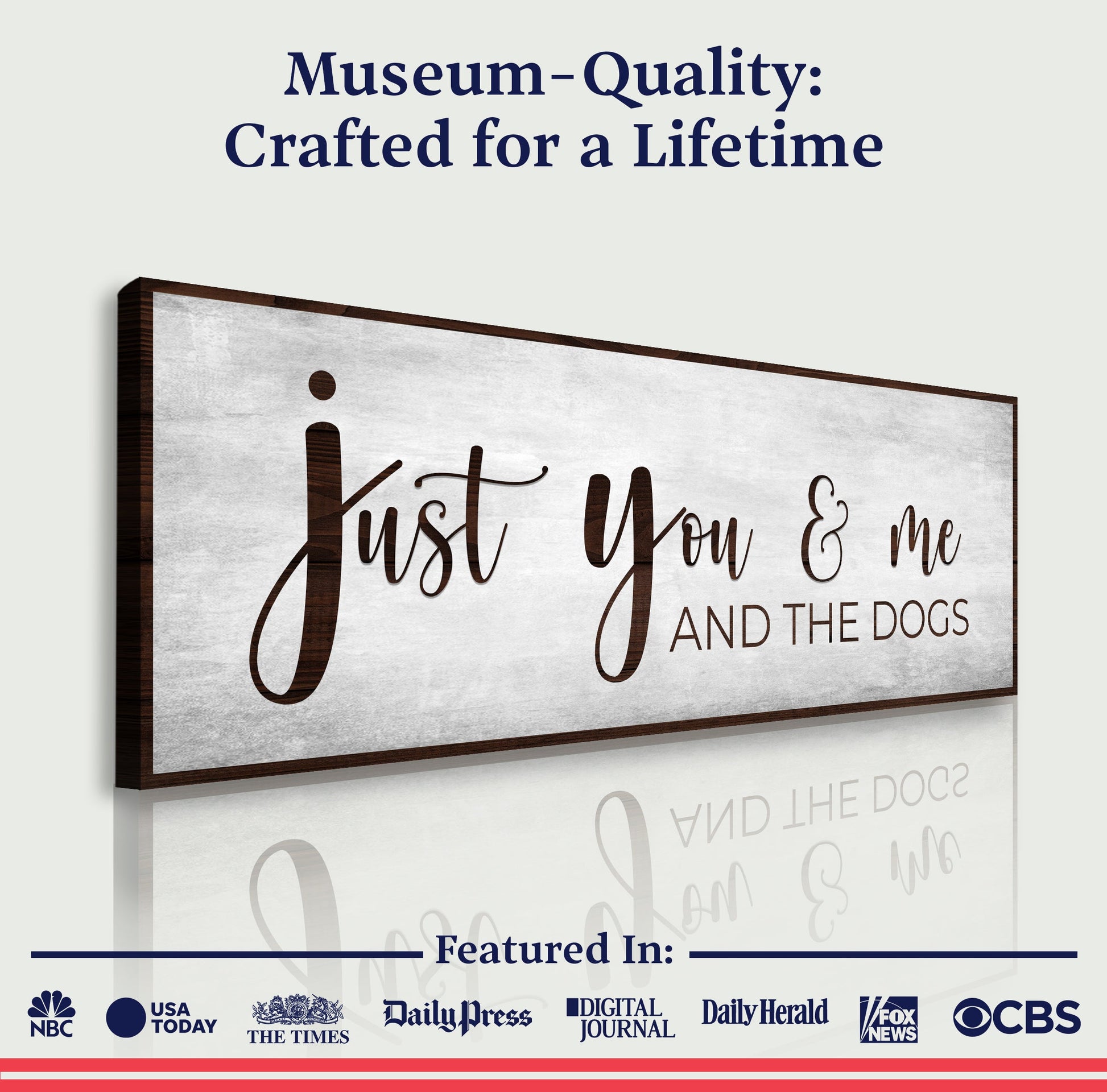 You, Me, And The Dogs Sign III canvas with cursive text and dark wood frame Tampa on Tampa Home & Garden Store