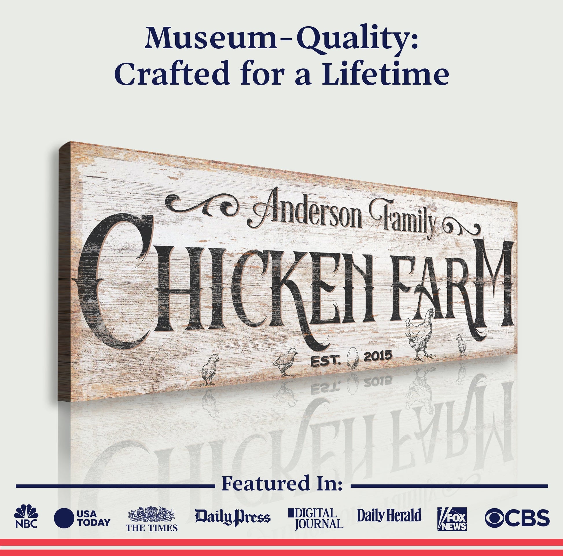 Chicken Farm Farmhouse Sign III canvas by Tailored Canvases; rustic wood sign with vintage script on Tampa Home & Garden Store