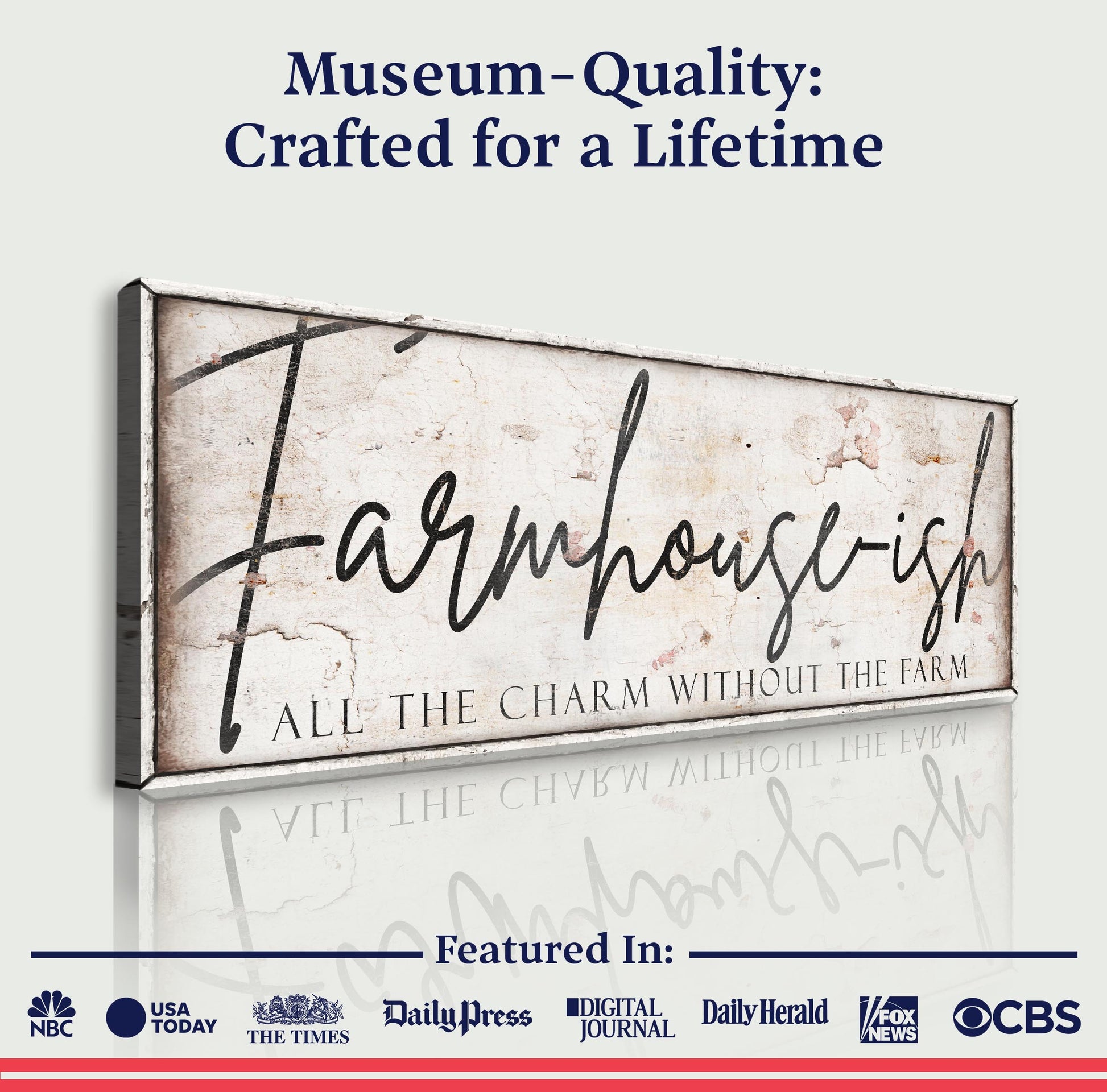 Farmhouse-Ish Sign IV canvas crafting by Tailored Canvases with distressed parchment and black script on Tampa Home & Garden Store