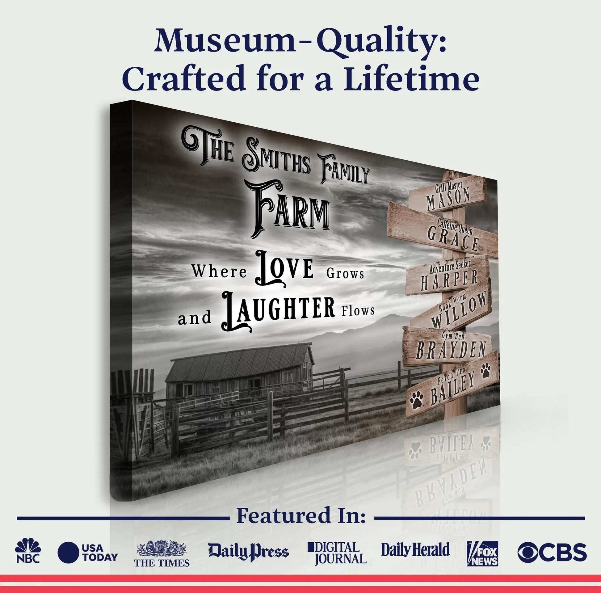 Canvas sign Smiths Farm name planks Tailored Canvases Where Love Grows And Laughter Flows on Tampa Home & Garden Store