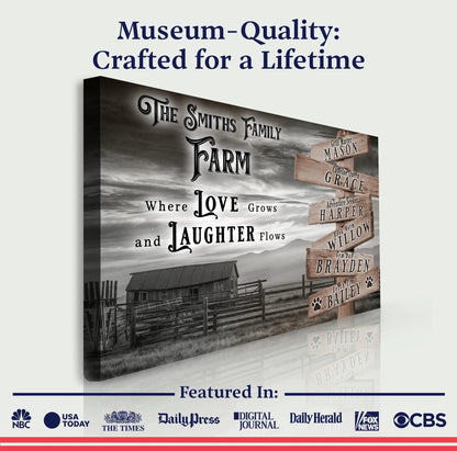 Canvas sign Smiths Farm name planks Tailored Canvases Where Love Grows And Laughter Flows on Tampa Home & Garden Store