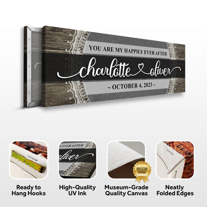Personalized Happily Ever After couple sign canvas by Tailored Canvases with Charlotte & Oliver on Tampa Home & Garden Store