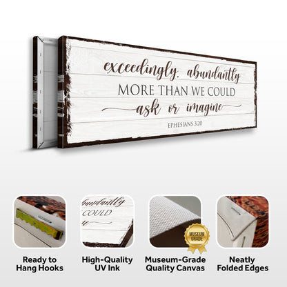 Canvas faith sign on white wood with brown edges Exceedingly abundantly more than we could on Tampa Home & Garden Store