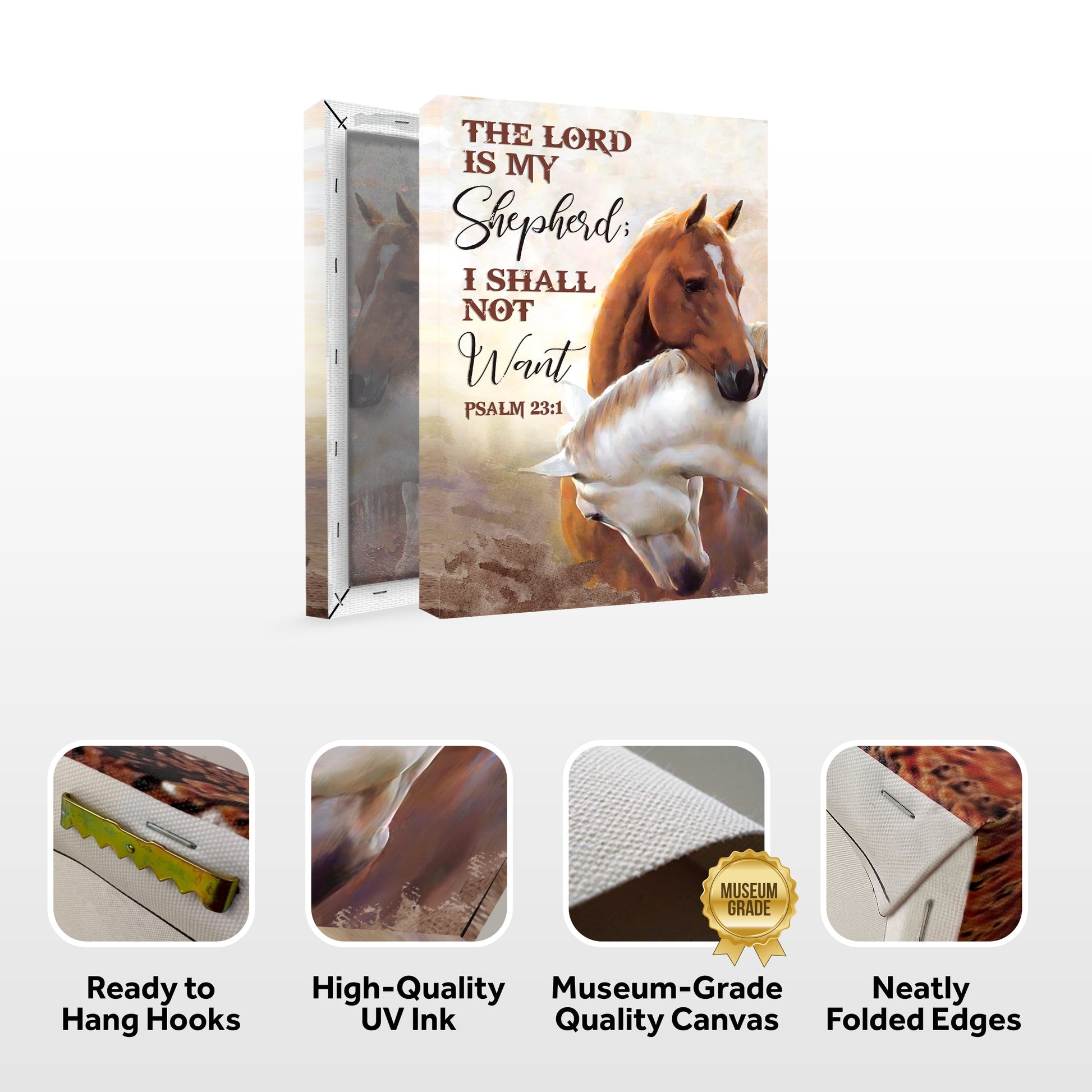 Canvas Tailored Canvases faith sign The Lord Is My Shepherd Psalm 23:1 IV horse artwork on Tampa Home & Garden Store