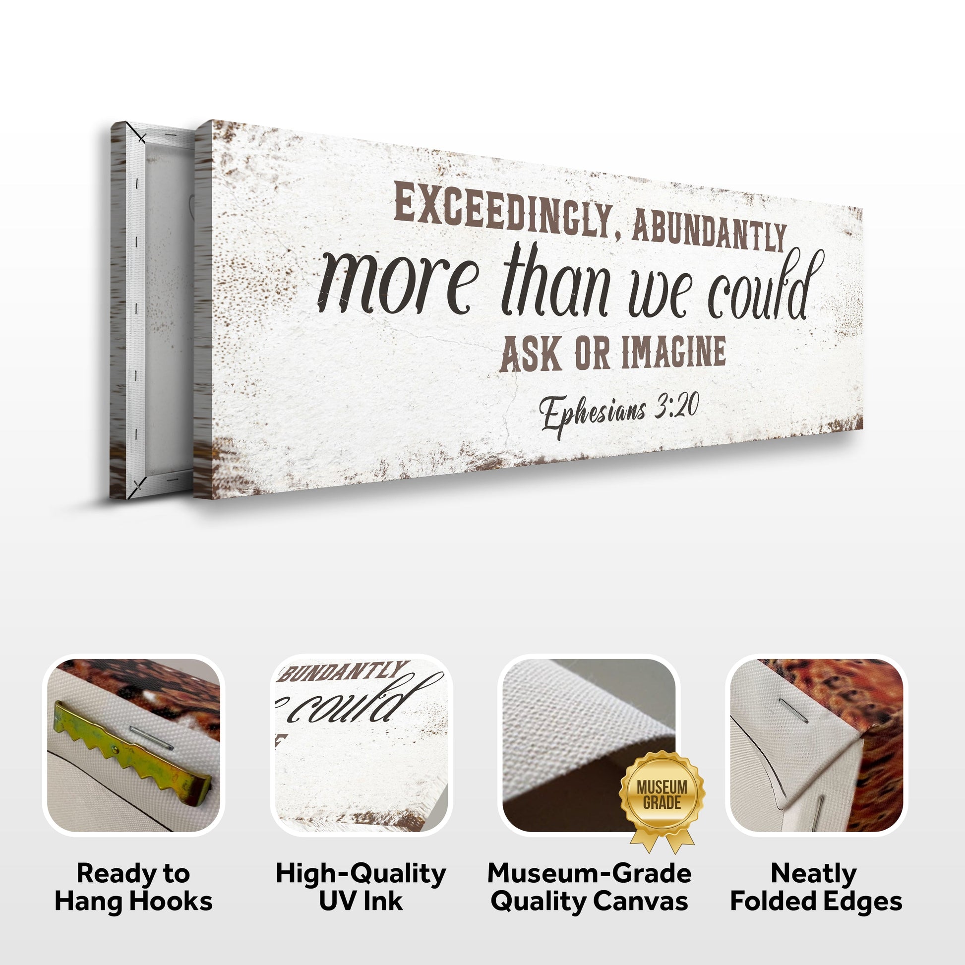 Exceedingly, Abundantly Faith Sign II canvas by Tailored Canvases; brown typography canvas on Tampa Home & Garden Store