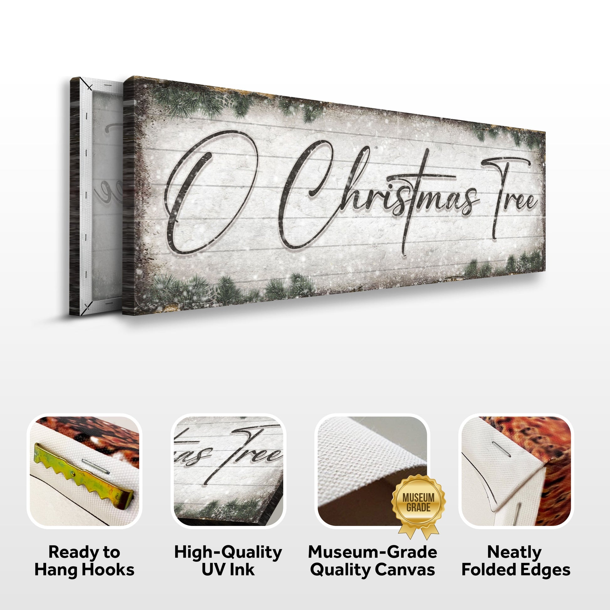 Wood Christmas Sign canvas O Christmas Tree Tailored Canvases with pine accents on Tampa Home & Garden Store