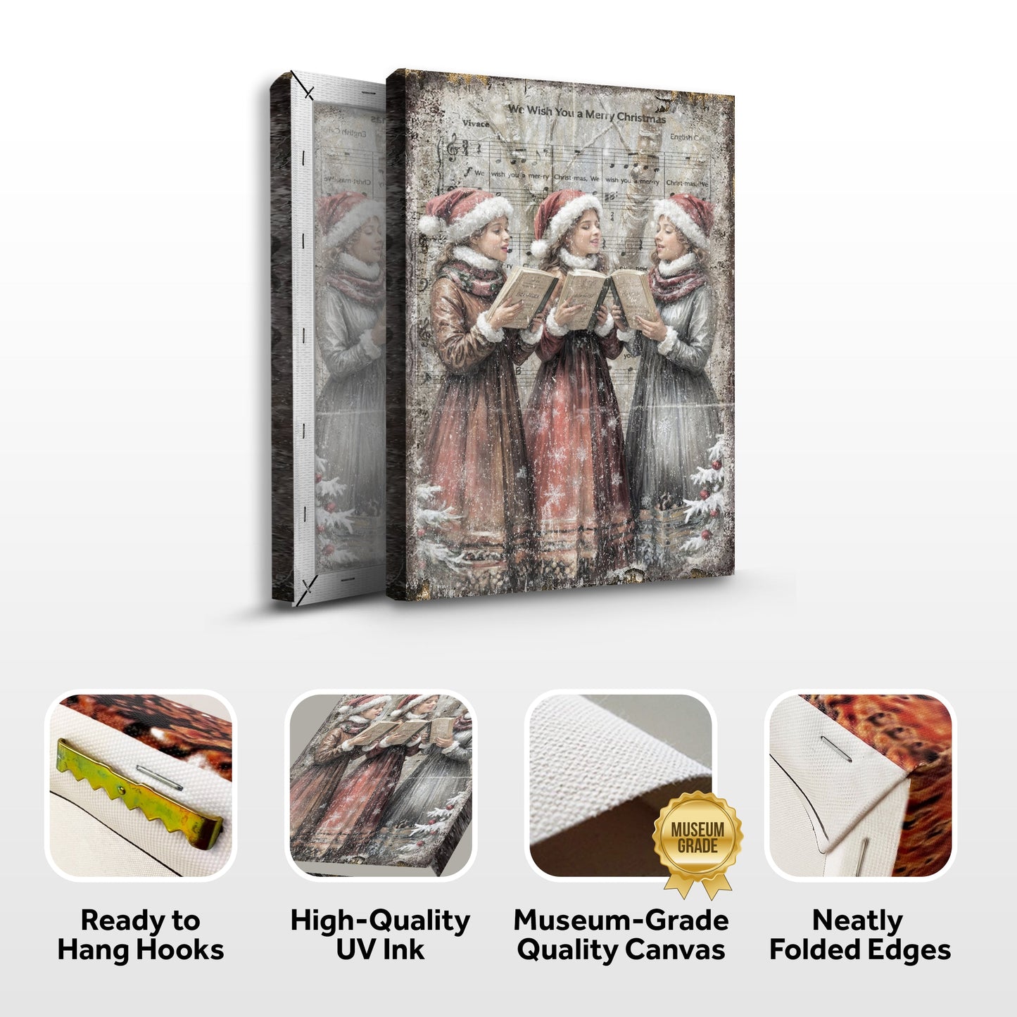 Vintage Christmas Carolers Wall Art canvas by Tailored Canvases, festive holiday crafting canvas on Tampa Home & Garden Store
