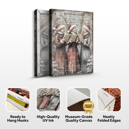 Vintage Christmas Carolers Wall Art canvas by Tailored Canvases, festive holiday crafting canvas on Tampa Home & Garden Store