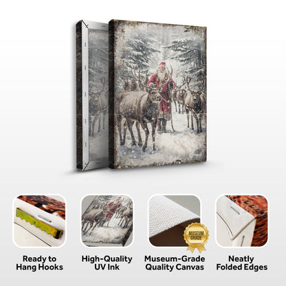 Vintage Woodland Santa Christmas Wall Art canvas snowy forest scene Tailored Canvases on Tampa Home & Garden Store