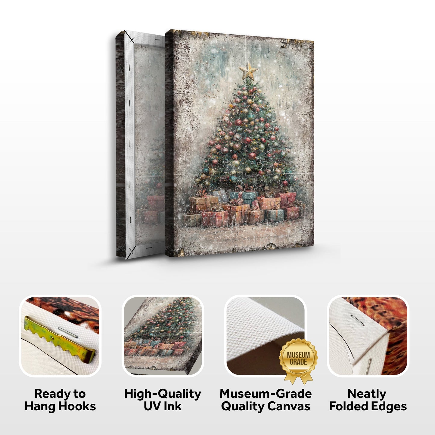 Canvas Vintage Christmas Tree With Gifts Wall Art by Tailored Canvases, crafting canvas on Tampa Home & Garden Store