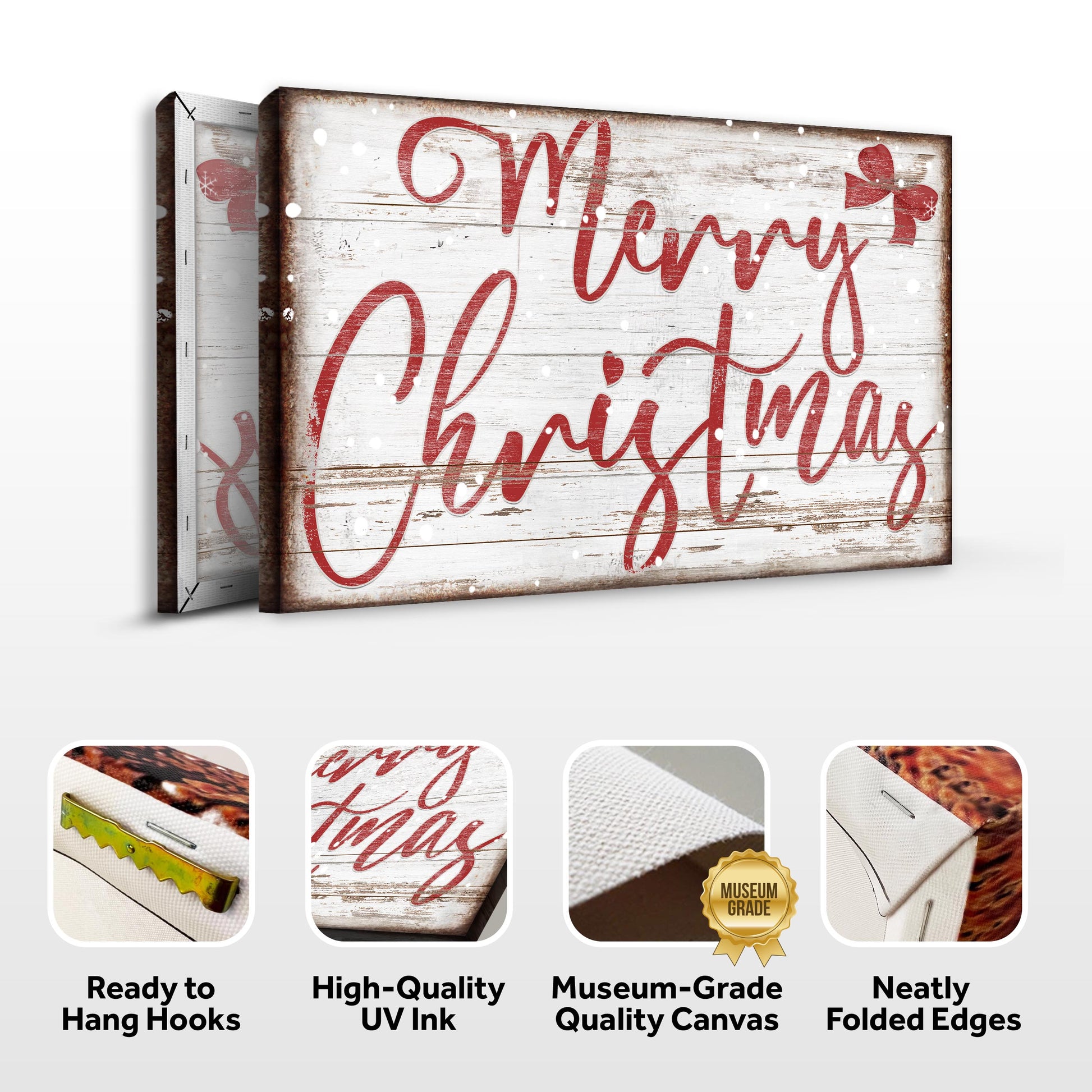 Merry Christmas Sign X crafting canvas by Tailored Canvases, white wood with red script on Tampa Home & Garden Store