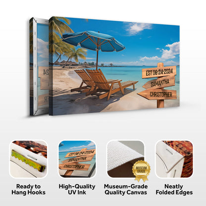 Canvas Family Names Sign with wooden name arrows Samantha, Christopher Tailored Canvases on Tampa Home & Garden Store
