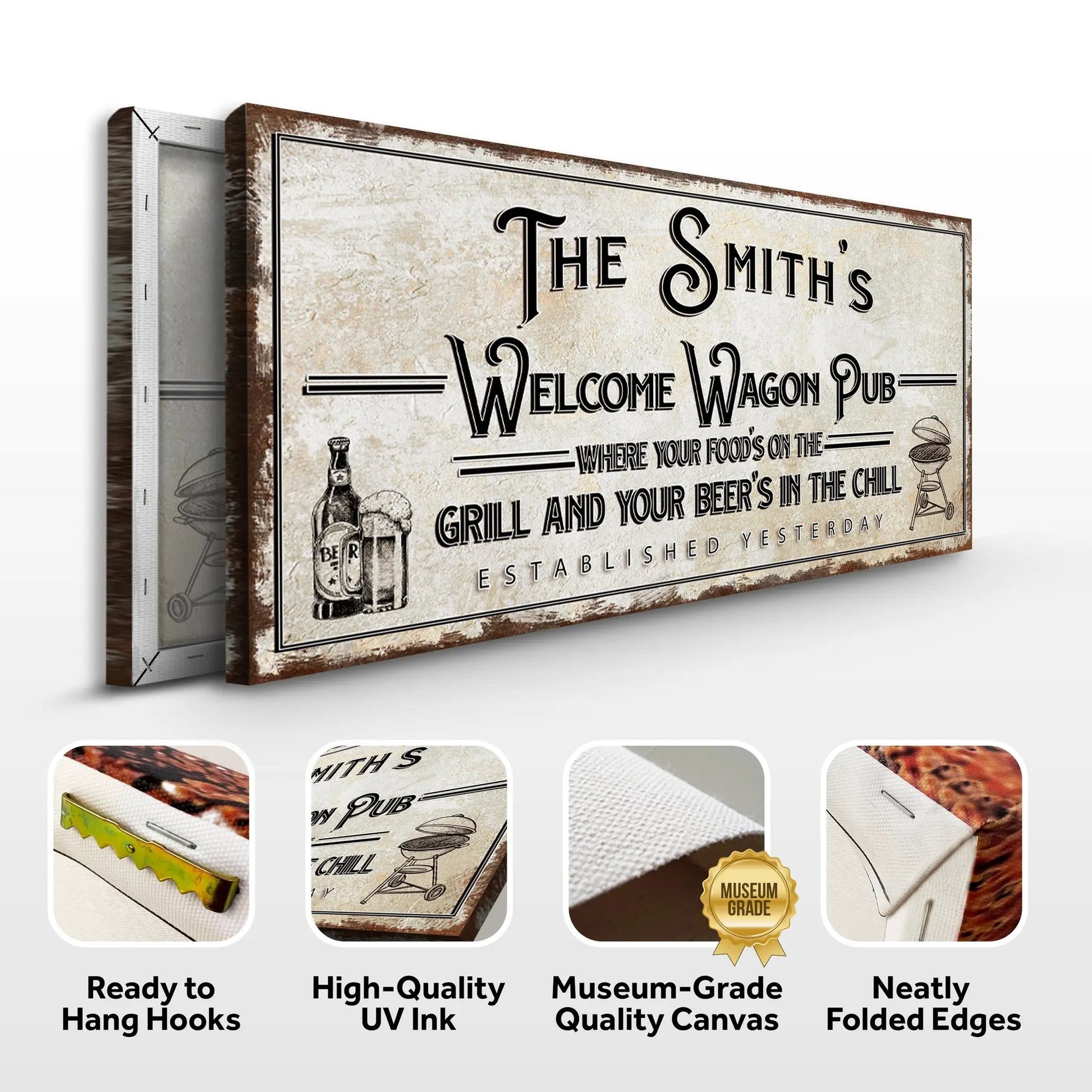 Canvas sign with vintage typography Welcome Wagon Pub by Tailored Canvases on Tampa Home & Garden Store
