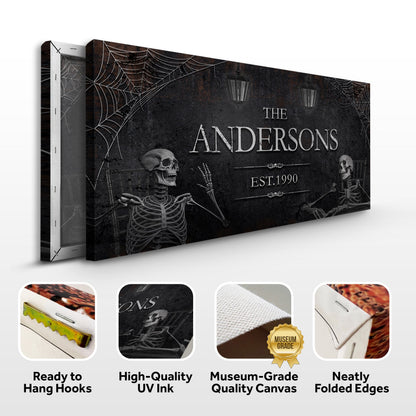 Personalized Gothic Sign VI crafting canvas by Tailored Canvases with cobwebs and skulls on Tampa Home & Garden Store