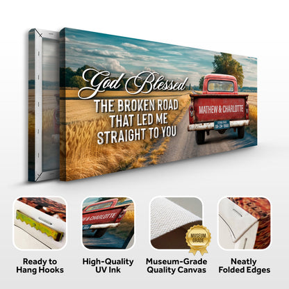 Custom Vintage Truck IV canvas by Tailored Canvases red vintage truck on a rural road on Tampa Home & Garden Store