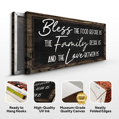 Canvas sign Bless Food Before Us And The Love Between Us Sign III by Tailored Canvases framed on Tampa Home & Garden Store