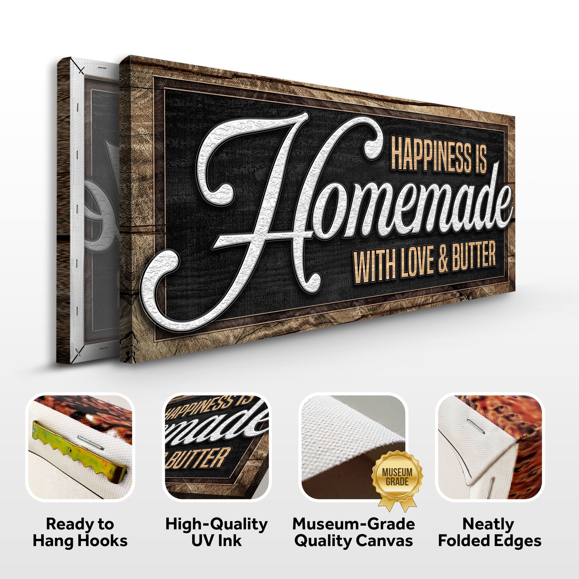 Happiness Is Homemade With Love And Butter Sign II Canvas by Tailored Canvases, rustic sign on Tampa Home & Garden Store