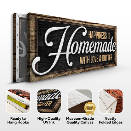 Happiness Is Homemade With Love And Butter Sign II Canvas by Tailored Canvases, rustic sign on Tampa Home & Garden Store