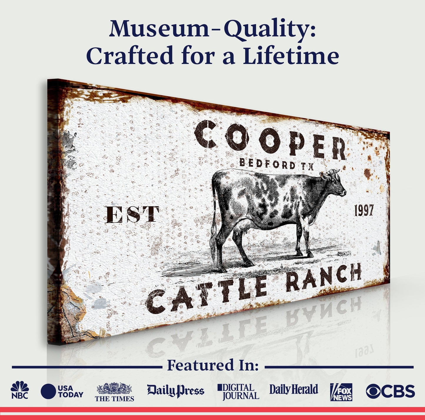 Cattle Ranch Rustic LP1 canvas by Tailored Canvases featuring cattle illustration rustic look on Tampa Home & Garden Store