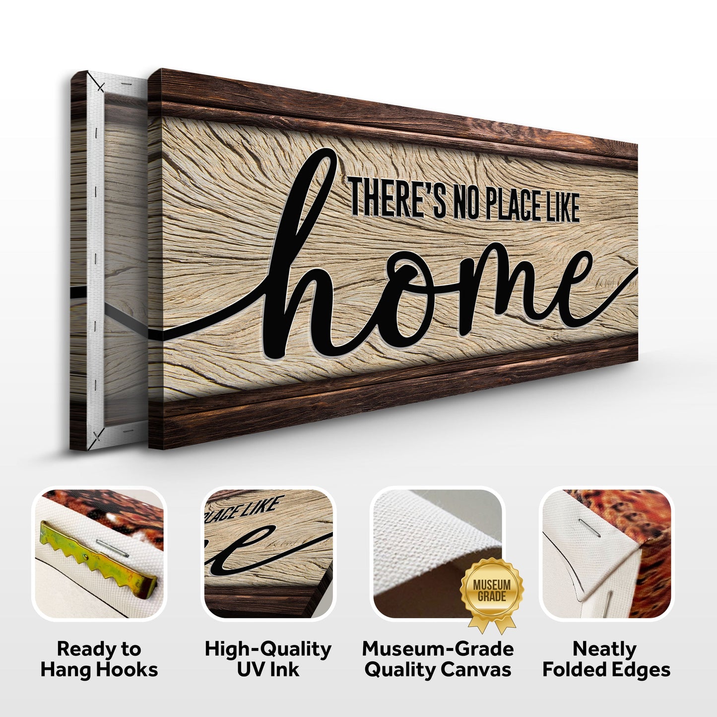 No Place Like Home Sign canvas by Tailored Canvases with woodgrain frame on Tampa Home & Garden Store