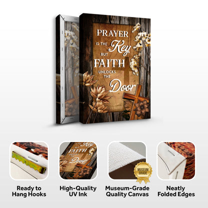Canvas sign Prayer Is The Key But Faith Unlocks The Door with flowers Tailored Canvases on Tampa Home & Garden Store