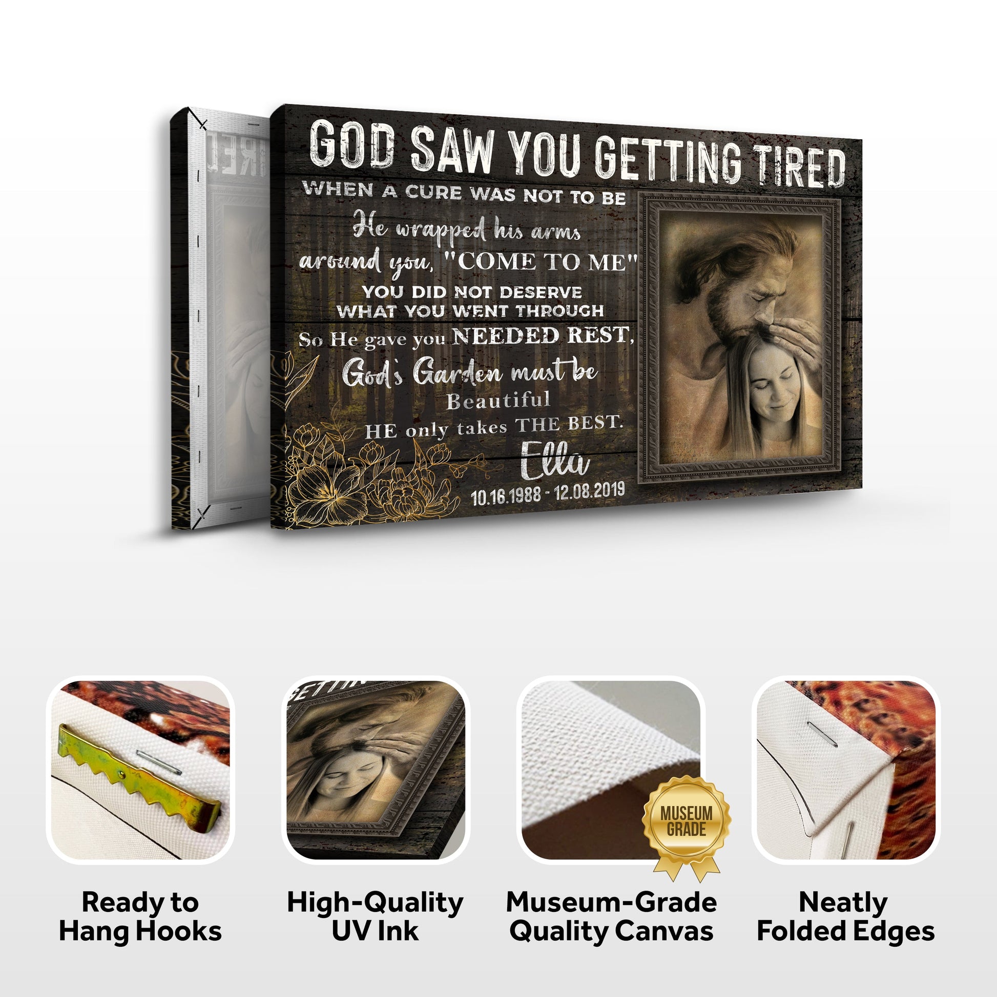 Personalized God Saw You Getting Tired Memorial Sign canvas by Tailored Canvases on Tampa Home & Garden Store