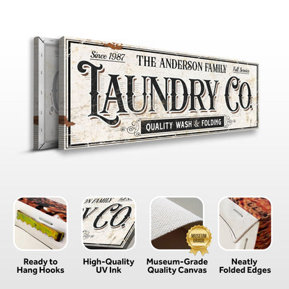 The Laundry Room Sign VIII canvas by Tailored Canvases, vintage distressed typography on Tampa Home & Garden Store