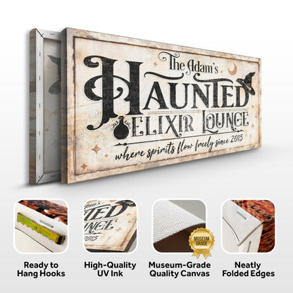 Canvas sign The Haunted Elixir Lounge Halloween Sign II by Tailored Canvases, vintage parchment on Tampa Home & Garden Store