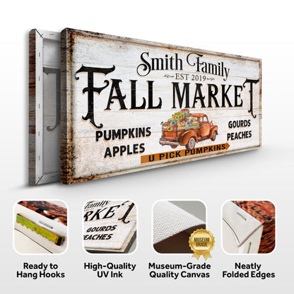 Tailored Canvases Fall Market Pumpkin Patch Sign canvas with rustic wood panel design on Tampa Home & Garden Store