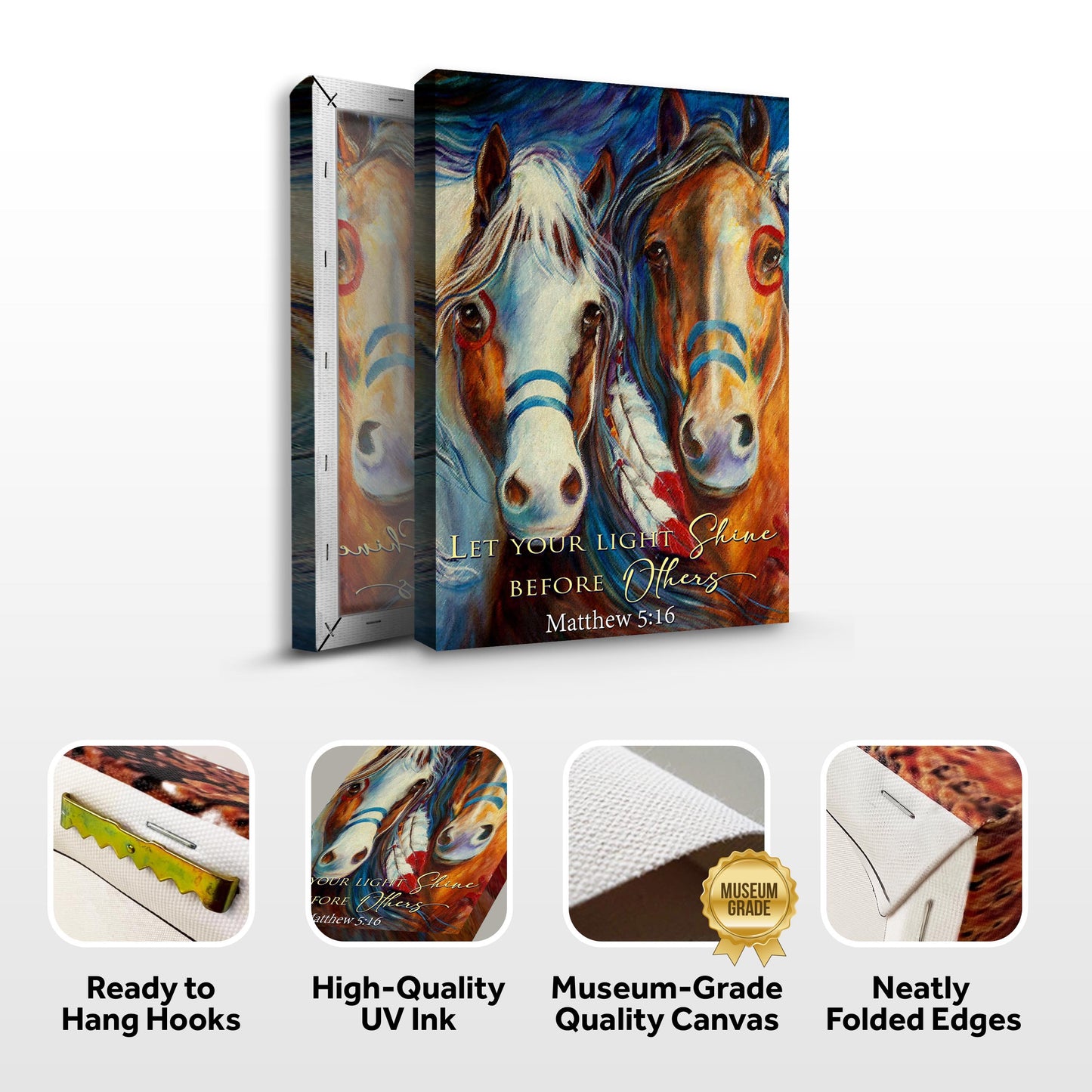 Canvas faith sign with horses motif Let Your Light Shine Matthew 5:16 by Tailored Canvases on Tampa Home & Garden Store