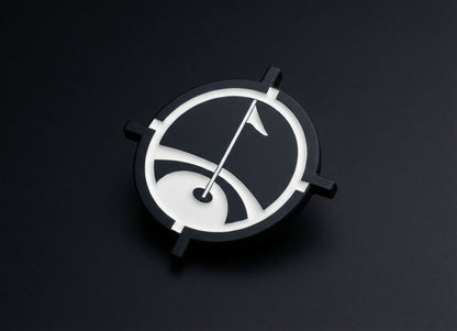 Premium Magnetic Metal Golf Ball Marker by Aiming Fluid Golf in black and white on Tampa Home & Garden Store