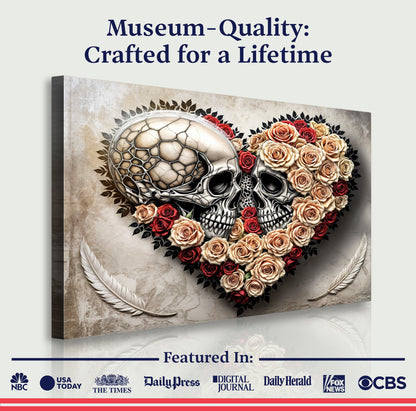 Skull and Flowers Wall Art VII canvas by Tailored Canvases, skull with roses on beige backdrop on Tampa Home & Garden Store
