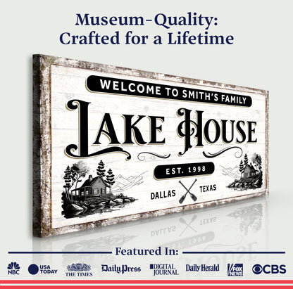Lake House Sign VIII canvas by Tailored Canvases, rustic distressed finish on Tampa Home & Garden Store