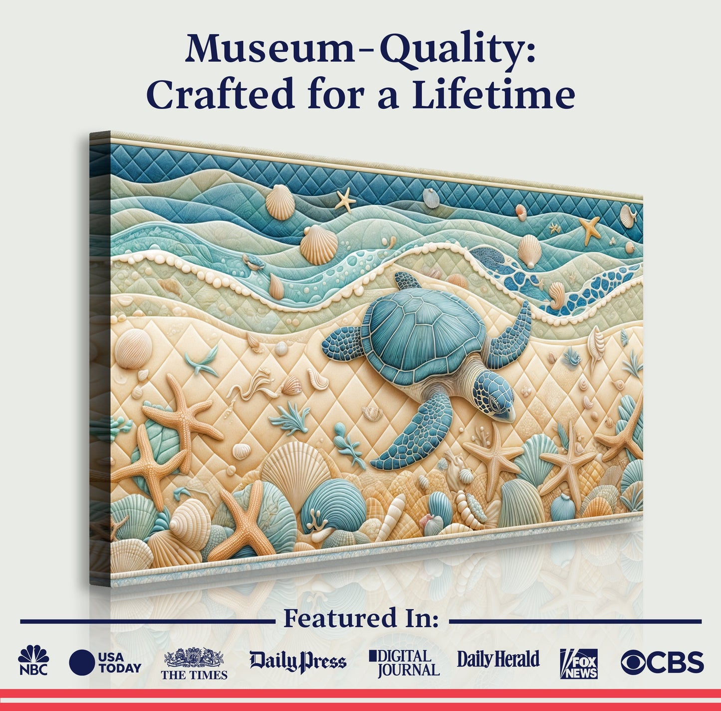 3D Coastal Wall Art IV canvas with layered blue waves and shells by Tailored Canvases on Tampa Home & Garden Store